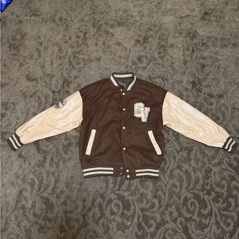 Brown and Cream Varsity Jacket